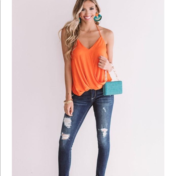 Impressions Tops - NEW SIZE S Impressions Orange Halter Top